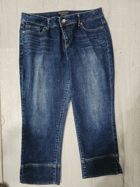 Vera Wang Dark Blue Denim Jeans with Gold Button